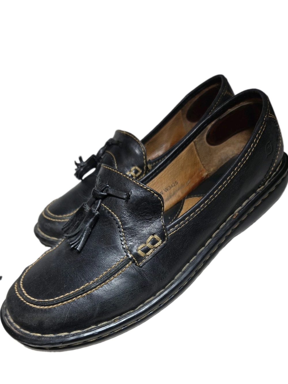 Born Black Leather Tassel Comfort Loafers Sz 7.5[9B